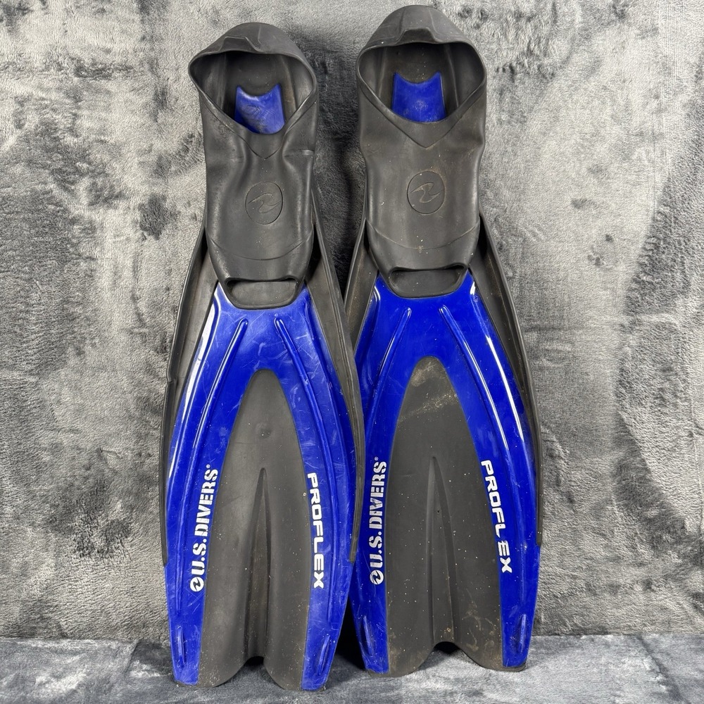 US Divers Proflex 95 Blue Fins Flippers Mens Size L 9.5-11 Snorkeling Swimming